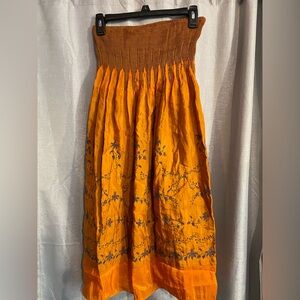Lapis Orange Maxi Skirt A-Line Smocked/ dress mini